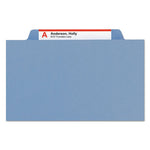 Top Tab Classification Folders, Six SafeSHIELD Fasteners, 2" Expansion, 2 Dividers, Letter Size, Blue Exterior, 10/Box