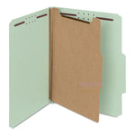 Recycled Pressboard Classification Folders, 3" Expansion, 3 Dividers, 8 Fasteners, Letter Size, Gray-Green, 10/Box