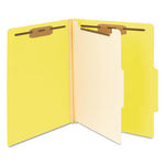 Top Tab Classification Folders, Four SafeSHIELD Fasteners, 2" Expansion, 1 Divider, Letter Size, Yellow Exterior, 10/Box