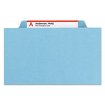 Eight-Section Pressboard Top Tab Classification Folders, Eight SafeSHIELD Fasteners, 3 Dividers, Legal Size, Blue, 10/Box