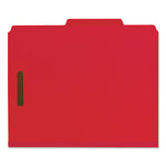 Recycled Pressboard Classification Folders, 2" Expansion, 2 Dividers, 6 Fasteners, Letter Size, Bright Red, 10/Box