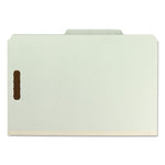 Recycled Pressboard Classification Folders, 2" Expansion, 2 Dividers, 6 Fasteners, Legal Size, Gray-Green, 10/Box