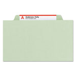 Recycled Pressboard Classification Folders, 3" Expansion, 3 Dividers, 8 Fasteners, Letter Size, Gray-Green, 10/Box