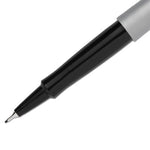 Flair Felt Tip Porous Point Pen, Stick, Extra-Fine 0.4 mm, Black Ink, Gray/Black Barrel, Dozen