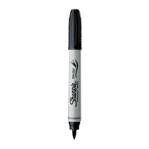 Brush Tip Permanent Marker, Medium Brush Tip, Black, Dozen