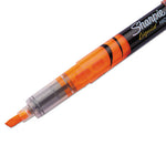 Liquid Pen Style Highlighters, Fluorescent Orange Ink, Chisel Tip, Orange/Black/Clear Barrel, Dozen