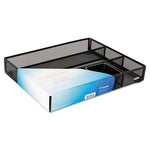 Metal Mesh Deep Desk Drawer Organizer, Six Compartments, 15.25 x 11.88 x 2.5, Black