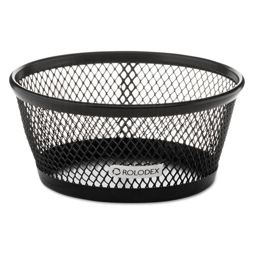 Mesh Jumbo Nestable Paper Clip Dish, Wire Mesh, 4.3" Diameter x 2"h, Black