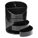 Small Storage Divided Pencil Cup, Plastic, 4.5" Diameter x 5.69"h, Black