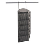 Onyx Mesh Literature Rack, Five Compartments, 10.25w x 3.5d x 28.33h, Black