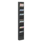 Steel Magazine Rack, 23 Compartments, 10w x 4d x 65.5h, Black