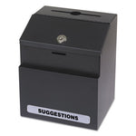 Steel Suggestion/Key Drop Box with Locking Top, 7 x 6 x 8.5, Black Powder Coat Finish