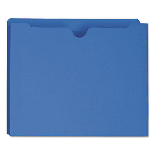 Colored File Jackets with Reinforced Double-Ply Tab, Straight Tab, Letter Size, Blue, 50/Box