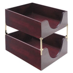 Double-Deep Hardwood Stackable Desk Trays, 1 Section, Letter Size Files, 10.13" x 12.63" x 5", Mahogany