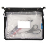 Expanding Zipper Pouch, 13 x 9.25, Black/Clear