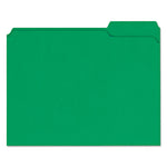 Reinforced Top-Tab File Folders, 1/3-Cut Tabs: Assorted, Letter Size, 1" Expansion, Green, 100/Box