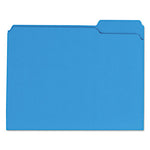 Reinforced Top-Tab File Folders, 1/3-Cut Tabs: Assorted, Letter Size, 1" Expansion, Blue, 100/Box