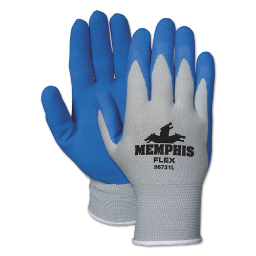 Memphis Flex Seamless Nylon Knit Gloves, Small, Blue/Gray, Pair