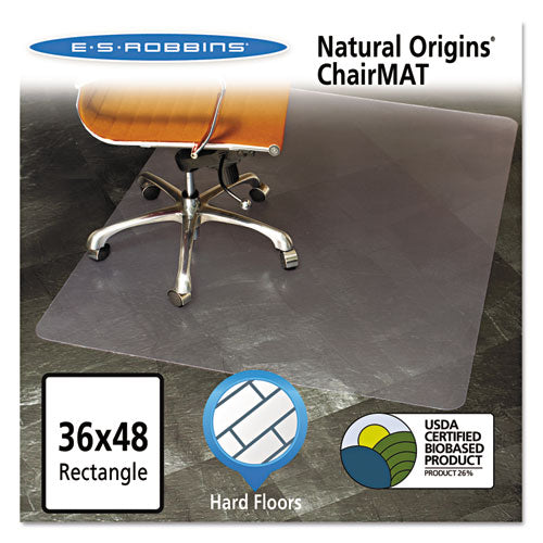 Natural Origins Chair Mat for Hard Floors, 36 x 48, Clear