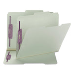 Recycled Pressboard Folders, Two SafeSHIELD Coated Fasteners, 2/5-Cut: R of C, 2" Expansion, Letter Size, Gray-Green, 25/Box