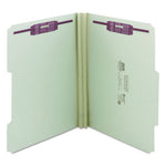 Recycled Pressboard Folders, Two SafeSHIELD Coated Fasteners, 2/5-Cut: R of C, 2" Expansion, Letter Size, Gray-Green, 25/Box