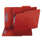 Colored Pressboard Fastener Folders with SafeSHIELD Fasteners, 2" Expansion, 2 Fasteners, Letter Size, Bright Red, 25/Box