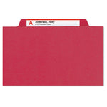 Expanding Recycled Heavy Pressboard Folders, 1/3-Cut Tabs: Assorted, Letter Size, 1" Expansion, Bright Red, 25/Box