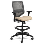 Solve Series ReActiv Back Task Stool, Supports Up to 300 lb, 23" to 33" Seat Height, Putty Seat, Charcoal Back, Black Base