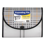 Plaid Design Expanding Files, 1.5" Expansion, 13 Sections, Cord/Hook Closure, 1/6-Cut Tabs, Letter Size, Gray Plaid