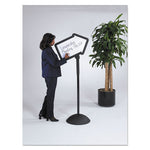 WriteWay Double-Sided Magnetic Dry Erase Standing Message Sign, Arrow, 64.25" Tall Black Stand, 25.5 x 17.75 White Face