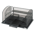 Onyx Organizer with 3 Drawers, 6 Compartments, Steel, 16 x 11.5 x 8.25, Black