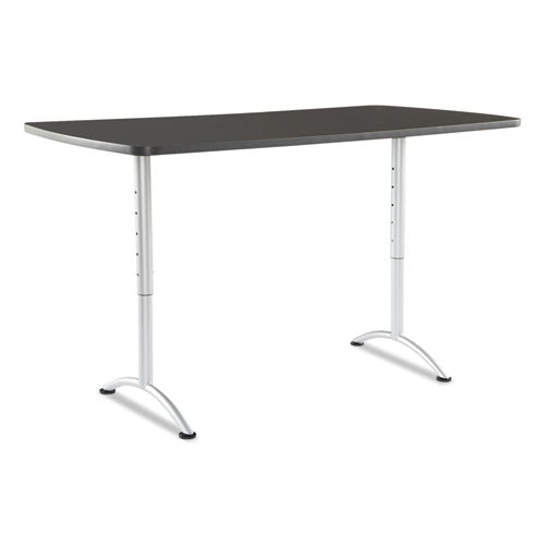 ARC Adjustable-Height Table, Rectangular, 36" x 72" x 30" to 42", Graphite Top, Silver Base