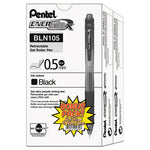 EnerGel-X Gel Pen, Retractable, Fine 0.5 mm Needle Tip, Black Ink, Clear/Black Barrel, 24/Pack