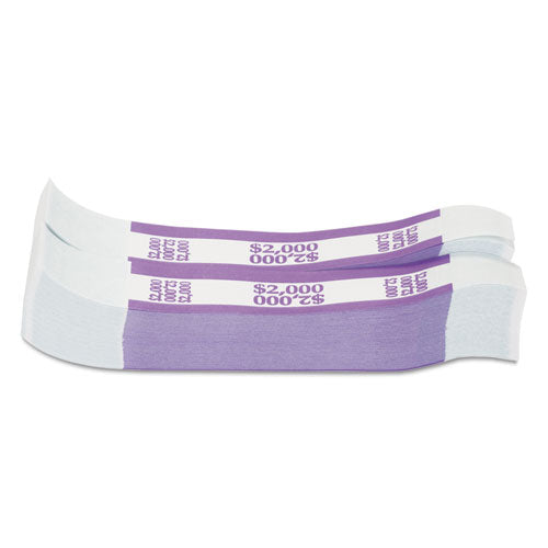 Currency Straps, Violet, $2,000 in $20 Bills, 1000 Bands/Pack