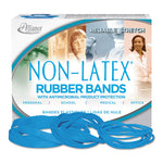 Antimicrobial Non-Latex Rubber Bands, Size 64, 0.04" Gauge, Cyan Blue, 4 oz Box, 95/Box