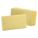 Ruled Index Cards, 3 x 5, Canary, 100/Pack