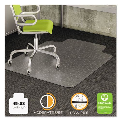 DuraMat Moderate Use Chair Mat for Low Pile Carpet, 45 x 53 with Lip, Clear