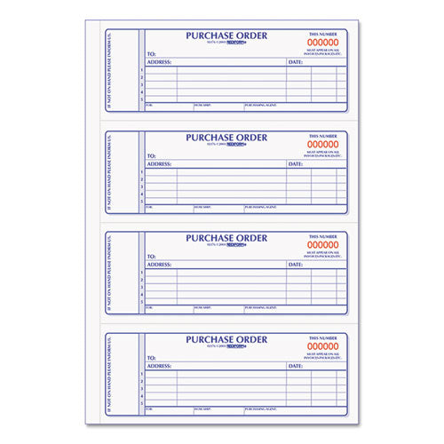 Purchase Order Book, 5 Lines, Two-Part Carbonless, 7 x 2.75, 4 Forms/Sheet, 400 Forms Total