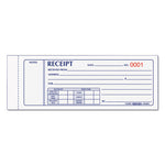 Receipt Book, Three-Part Carbonless, 7 x 2.75, 4 Forms/Sheet, 50 Forms Total