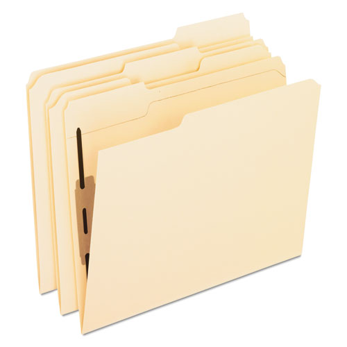 Manila Fastener Folders with Bonded Lesspace Fasteners, 2 Fasteners, Letter Size, Manila Exterior, 50/Box