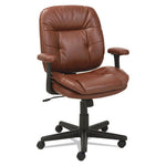 Swivel/Tilt Bonded Leather Task Chair, Supports 250 lb, 16.93" to 20.67" Seat Height, Chestnut Brown Seat/Back, Black Base