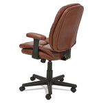 Swivel/Tilt Bonded Leather Task Chair, Supports 250 lb, 16.93" to 20.67" Seat Height, Chestnut Brown Seat/Back, Black Base