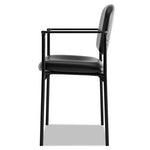 VL616 Stacking Guest Chair with Arms, Bonded Leather Upholstery, 23.25" x 21" x 32.75", Black Seat, Black Back, Black Base