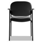 VL616 Stacking Guest Chair with Arms, Bonded Leather Upholstery, 23.25" x 21" x 32.75", Black Seat, Black Back, Black Base