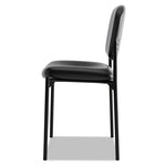 VL606 Stacking Guest Chair without Arms, Bonded Leather Upholstery, 21.25" x 21" x 32.75", Black Seat, Black Back, Black Base