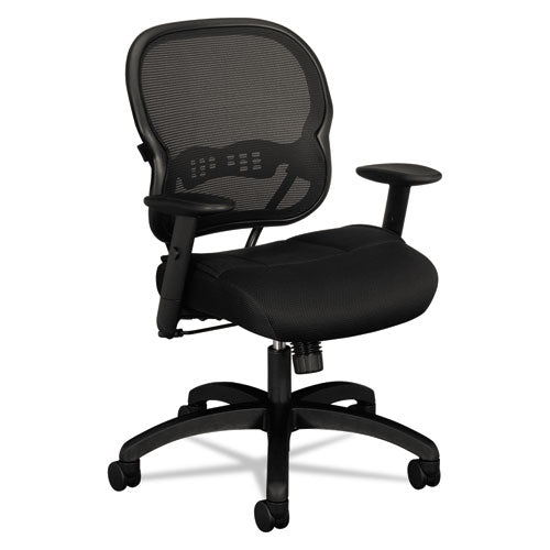 Wave Mesh Mid-Back Task Chair, Supports Up to 250 lb, 18" to 22.25" Seat Height, Black