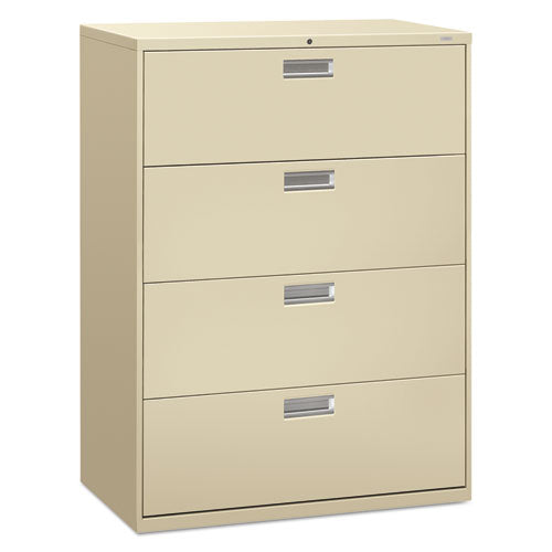 Brigade 600 Series Lateral File, 4 Legal/Letter-Size File Drawers, Putty, 42" x 18" x 52.5"