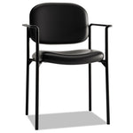 VL616 Stacking Guest Chair with Arms, Bonded Leather Upholstery, 23.25" x 21" x 32.75", Black Seat, Black Back, Black Base