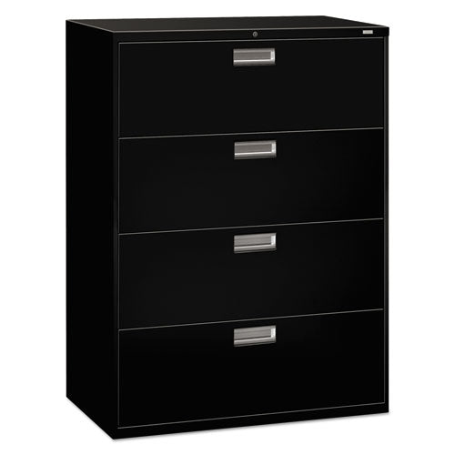 Brigade 600 Series Lateral File, 4 Legal/Letter-Size File Drawers, Black, 42" x 18" x 52.5"