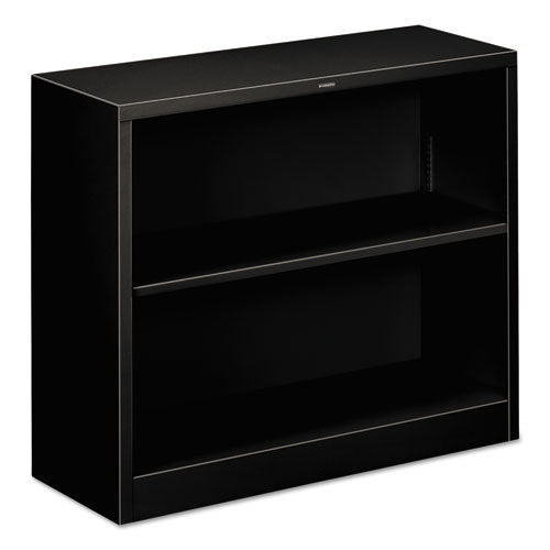 Metal Bookcase, Two-Shelf, 34.5w x 12.63d x 29h, Black